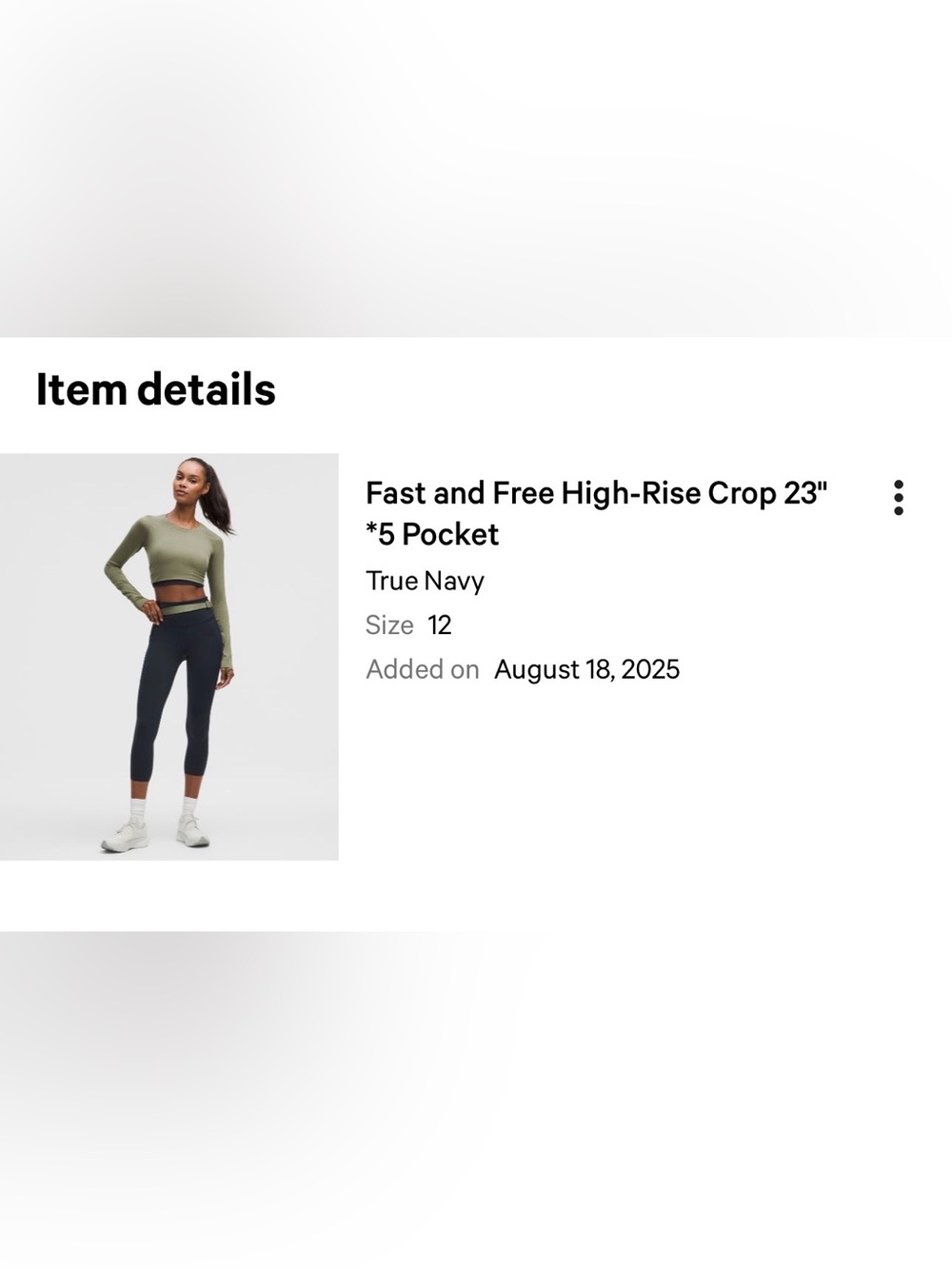 lululemon athletica Fast and Free High-Rise Crop 23" - True Navy